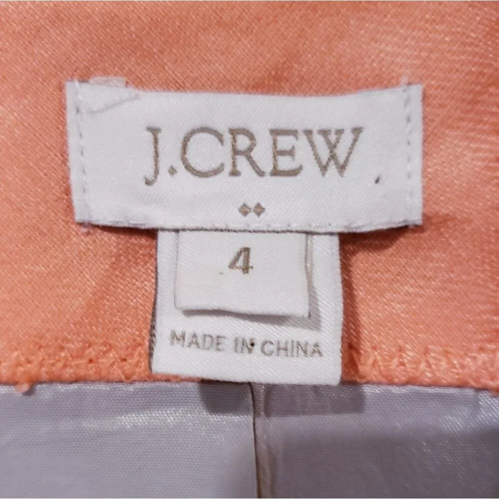 J.Crew Linen Blazer Jacket Size 4 two button casual career office sprint coral